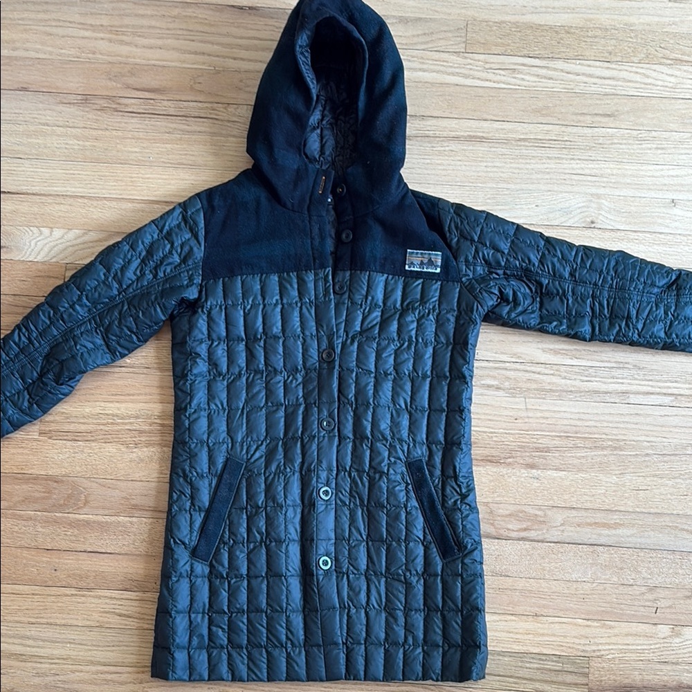 Patagonia recycled down hooded coat